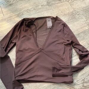 Elegant Brown V-Neck Women's Top